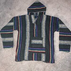 Striped Hooded Baja-Style Sweater